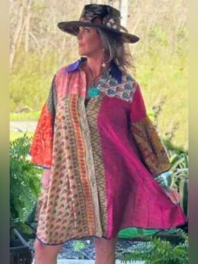 Jaded Gypsy Willow Multicolor Tunic Dress. Free Size.